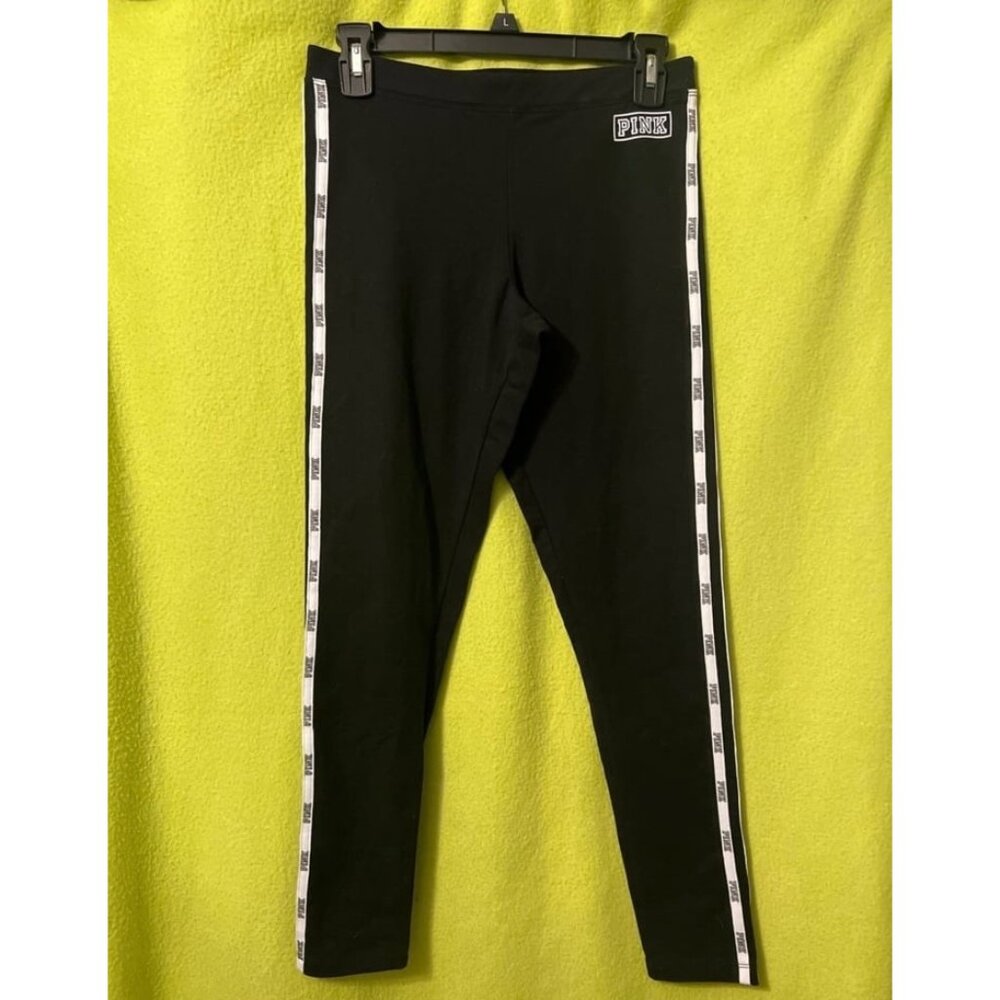 Victoria’s Secret PINK Stripe Leggings Black White 2017 VS Ankle medium y2k VS